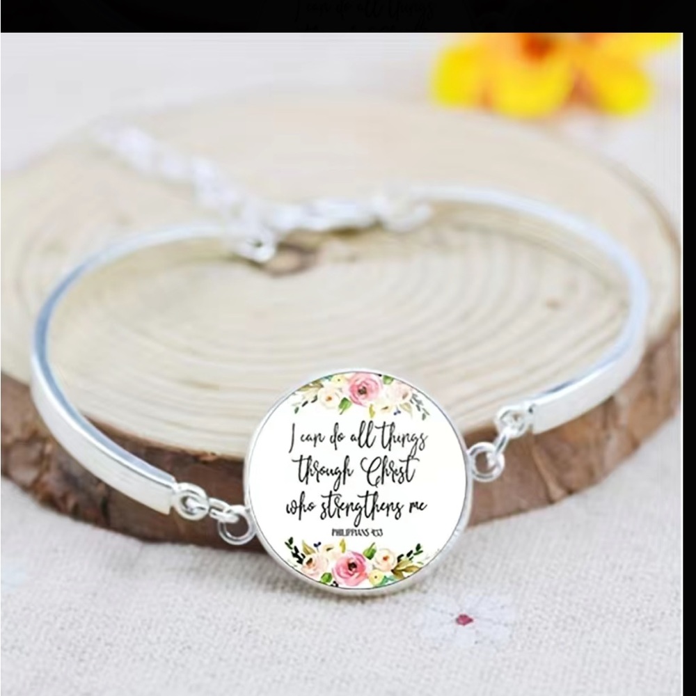 Silver Bible Scripture Adjustable Bubble Bracelet - image 3